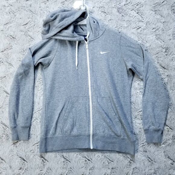 Nike Sweatshirt Hoodie Womens M Gray Fleece Full Zip long Sleeve 611719-063 - Picture 1 of 9